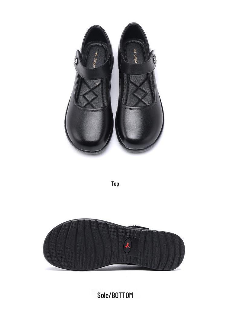 Red Dragonfly Women's Summer Mary Jane Leather Flats