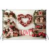 Mocsicka Valentine's Day Backgrounds For Photographs Red Heart Love Rose Wall Lover Wedding Backdrop Shooting Decorations Studio