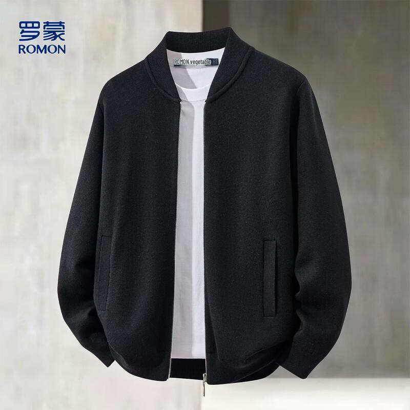 ROMON Men's Casual Solid Color Baseball Jacket