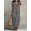 2026 Spring/Summer New Bohemian Style Long Dress for Women with Flutter Sleeves, Casual Solid Color Long Dress