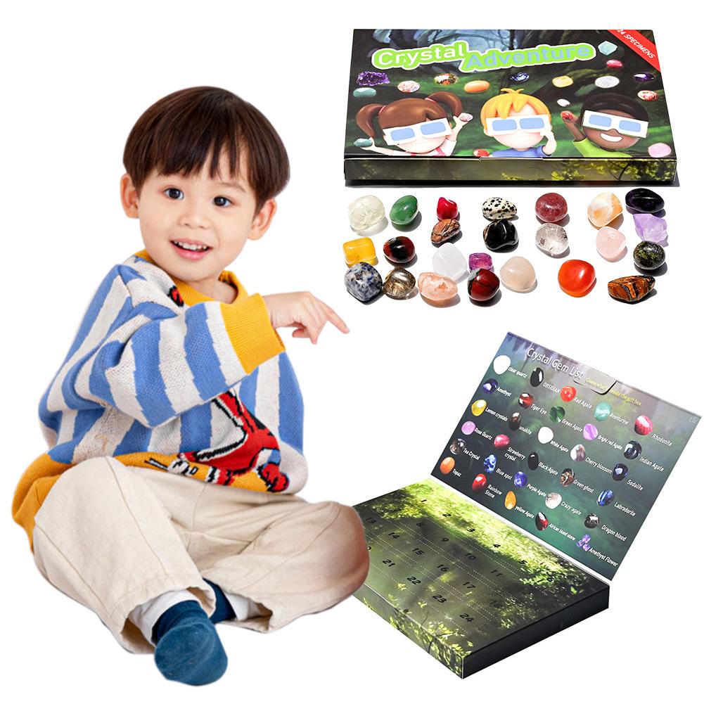 Crystal Advent Calendar 2025 24 Days Christmas Countdown Calendar with 24 Natural Gemstones Crystals Christmas Advent Calendar