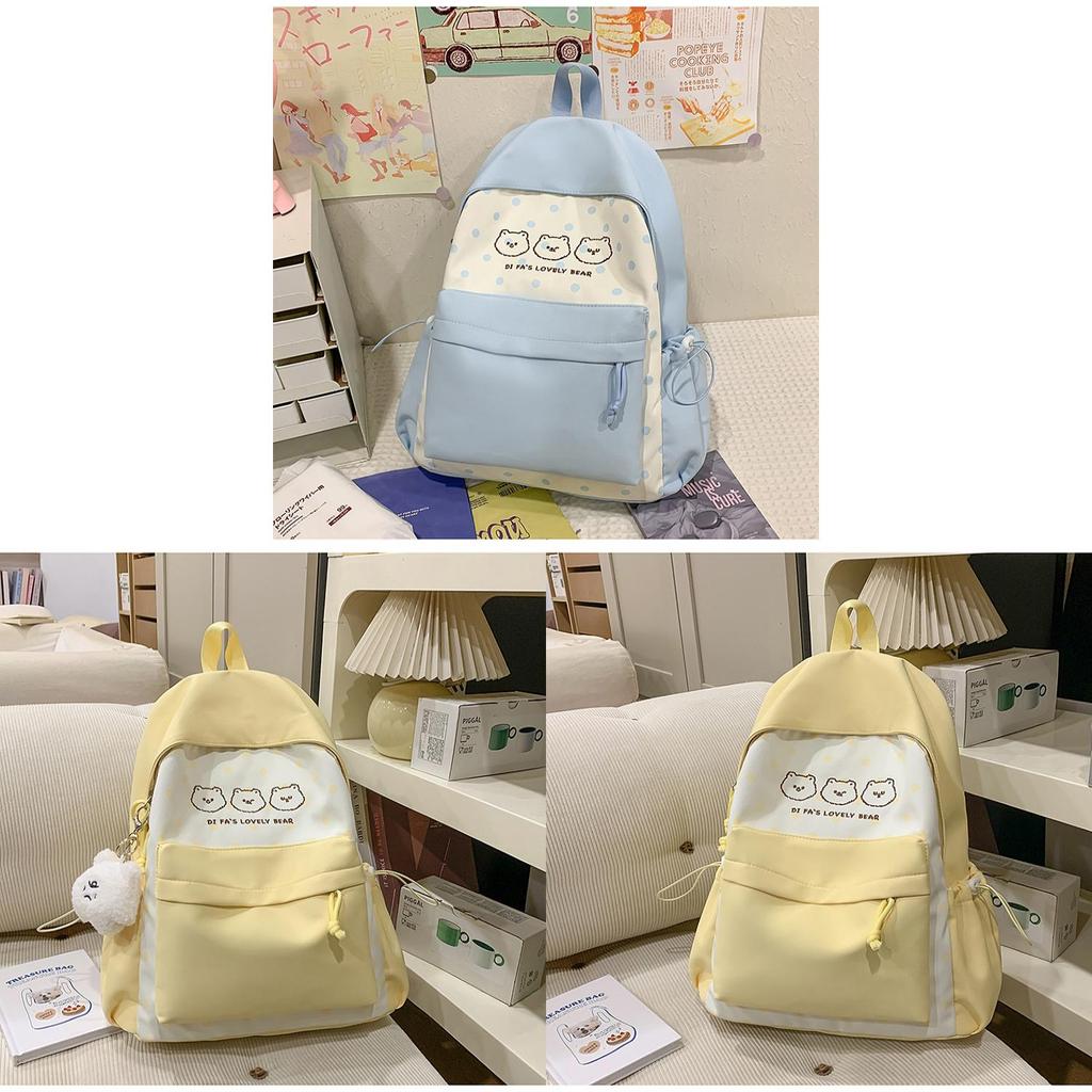 Girls Large Capacity Color Block Student Backpack With Nylon And Ergonomic Straps