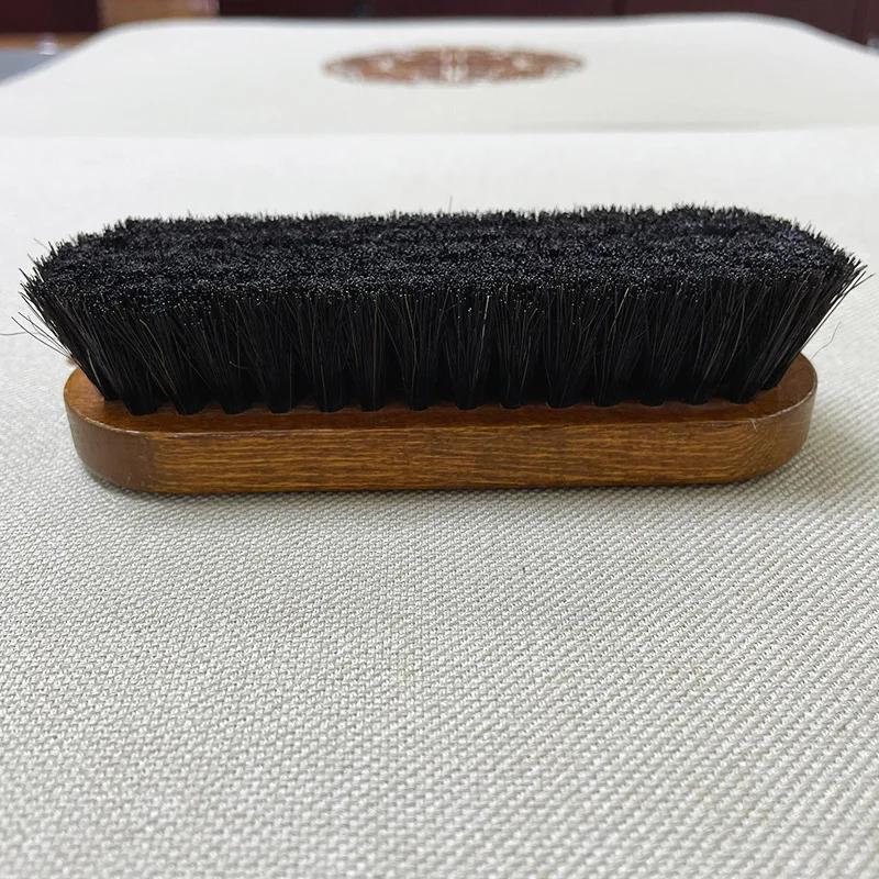Horsehair Leather Textile Cleaning Brush for Car Interior Furniture Apparel Bag Shine Polishing Brush Auto Home Wash Accessories