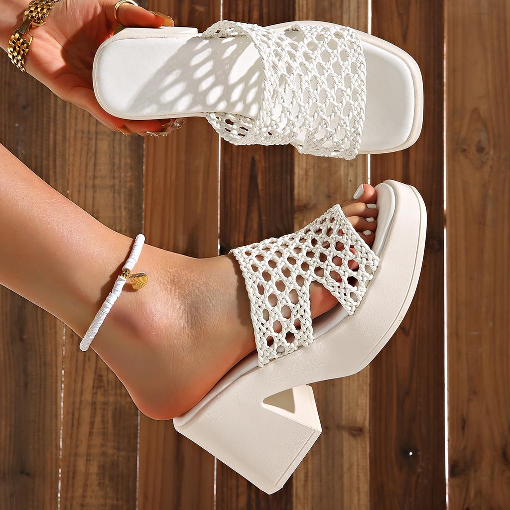 Fashion Women Open Toe Sandals Platform Elegant Slippers Summer Fashion Popular Comfort High Square Heel Casual Sandals Zapatos De Mujer