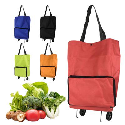 Folding Shopping Cart Trolley Bag with Wheels Large Capacity Foldable Design Waterproof Shopping Bag Portable Hand-Pulling Grocery