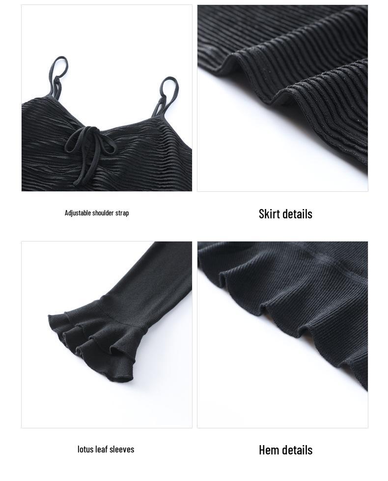 2025 Spring Shawl & Long Sleeve Camisole Dress Set - Plus Size Women's Two-Piece