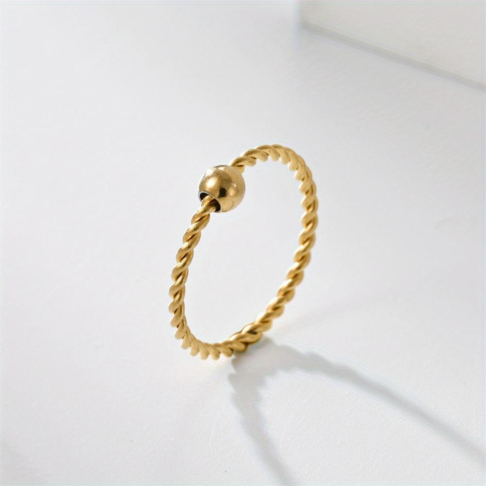 1Pc Fashionable Titanium Steel Ring, Extremely Thin Hemp Rope Winding Design, Daily Wear | As A Gift