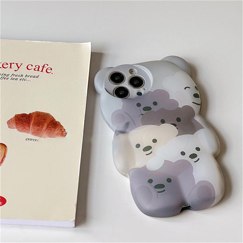 Ins Japan Cute 3d Cartoon Bear Flower Phone Case For Iphone 13 12 11 Pro Xs Max X Xr Cartoon Animal Shockproof Soft Back Cover