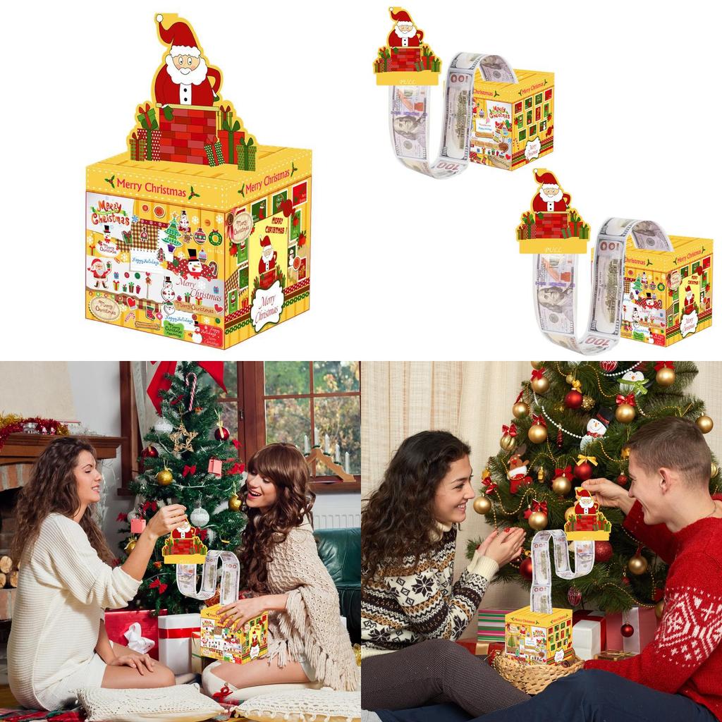 Holiday Santa Gift Box With Coin Slot For Christmas Party Decor And Gift Presentation