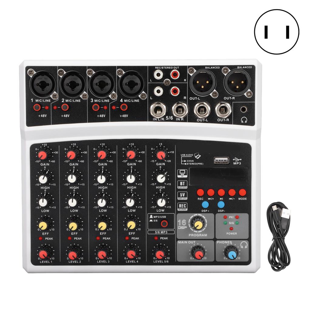 6 Channel o Mixer Professional Digital Mixing Console for Live Broadcast Karaoke and Stereo