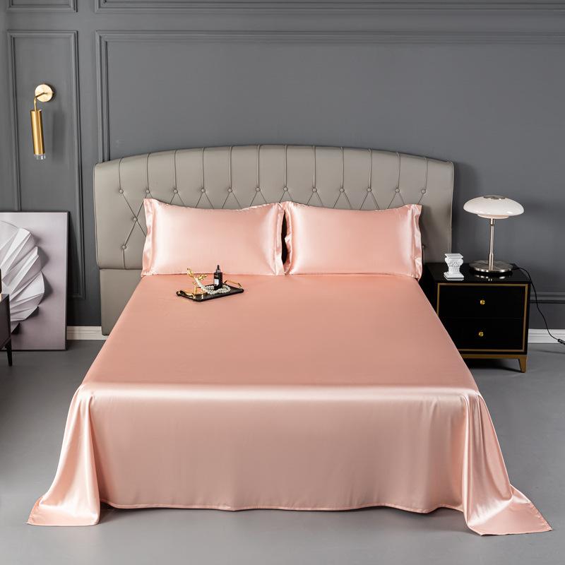 Luxury Natural Mulberry Silk Double Bed Sheet Set Stain High-End King Size Bedsheet Sets Home Solid Color Soft Smooth Bed Cover