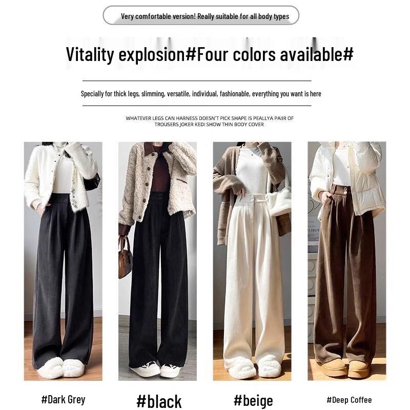 Langsha Women's 2025 A/W High-Waist Chenille Wide-Leg Suit Pants