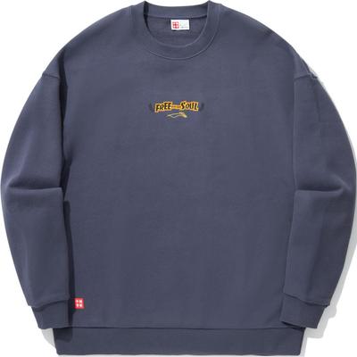 Li Ning Skateboard Series Comfortable Casual Loose Letter Print Pattern Round Neck Pullover Sweatshirt Unisex Sweatshirt Mushan-Blue AWDUB53-4