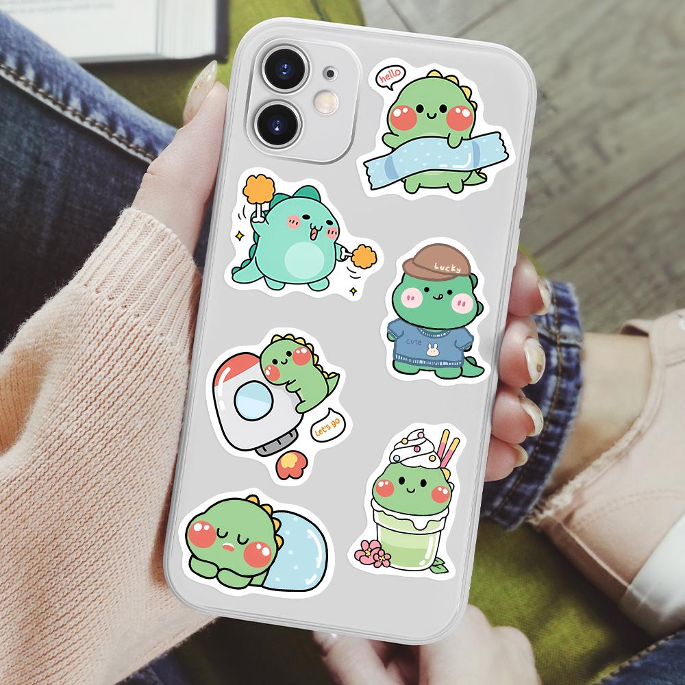 Funny Cartoon Green Dinosaur Stickers Diy Fun Toy Gift Waterproof Decal For Laptop Phone Scrapbook Luggage Bottles Decorative