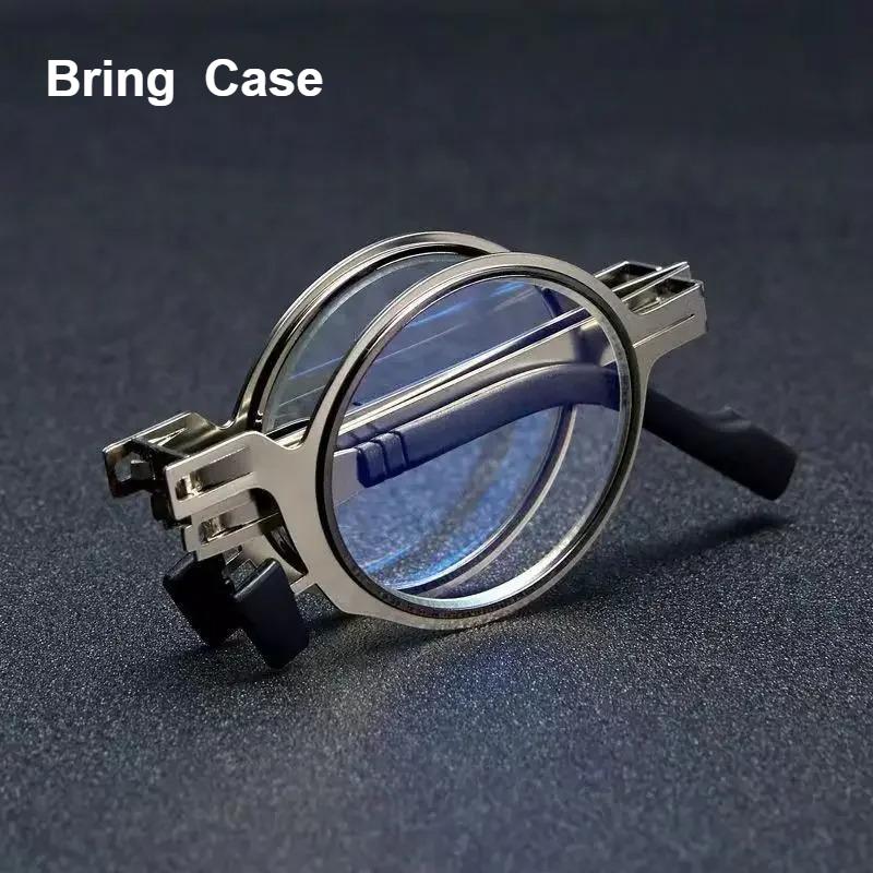 

Metal Folding Reading Glasses Portable Ultra Light Anti Blue Light Lens Presbyopia Glasses Men S Rectangular Eyeglasses Eyewears +4.0