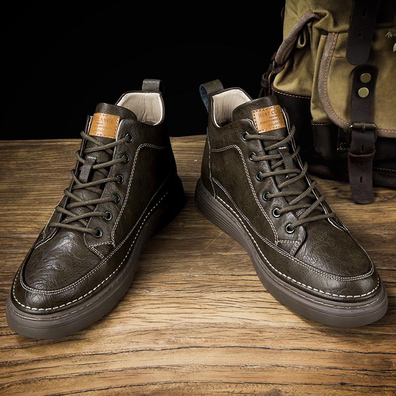 Winter Plush Round Head Ankle Boots Outdoor Wear Resistant Working Boots High Quality Soft Sole Sports Men Lace-up Desert Boots