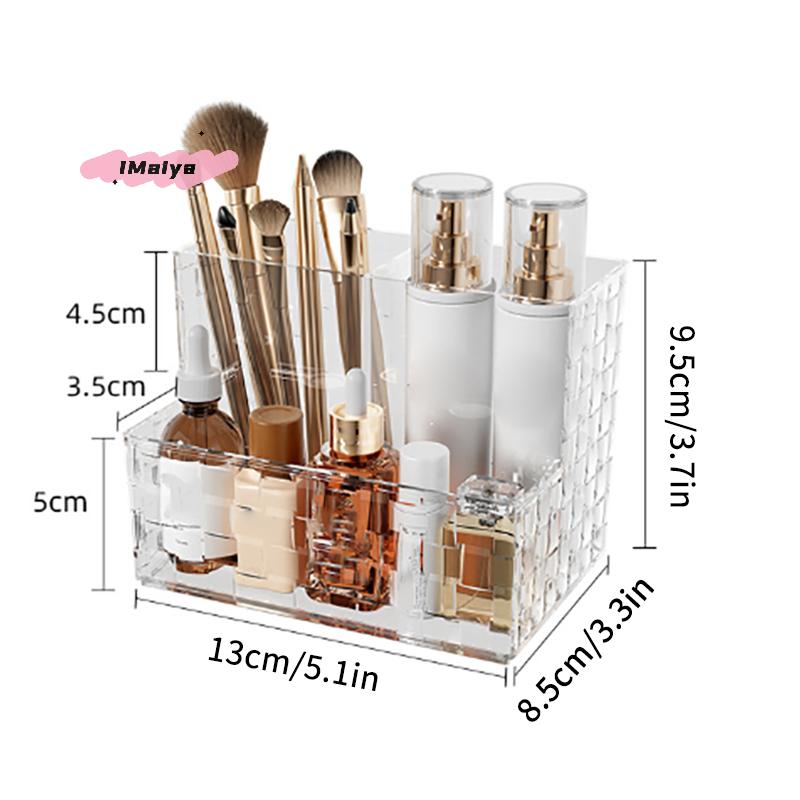 M-Light Luxury Transparent Desktop Organizer Box Multi-grid Large Capacity Makeup Storage Remote Control Holder Cosmetic Box
