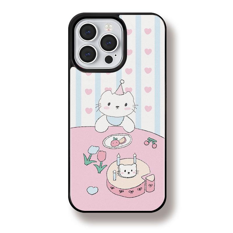 

Чехол для iPhone 16, 15, 14, матовый черный, совместимый и подходит для 13/12 promax Birthday Kitten 12PROMAX
