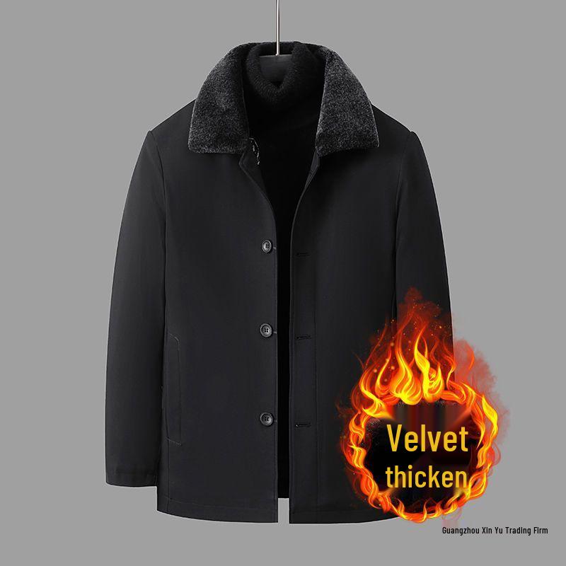 Men's Winter Cotton-Padded Jacket: Fleece-Lined, Thickened, Ideal for Middle-Aged & Elderly