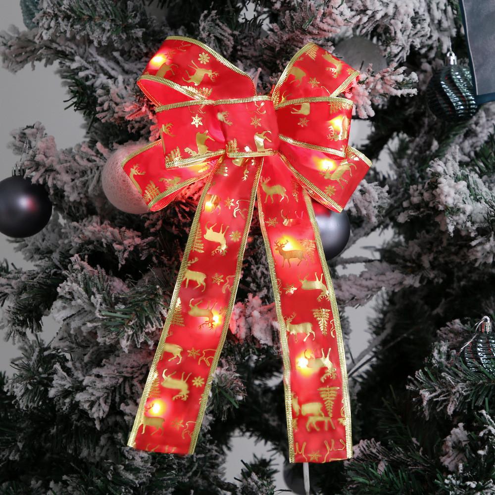 Tree Christmas Exquisite Lighted Bow Hanging Decoration In Classic American Style