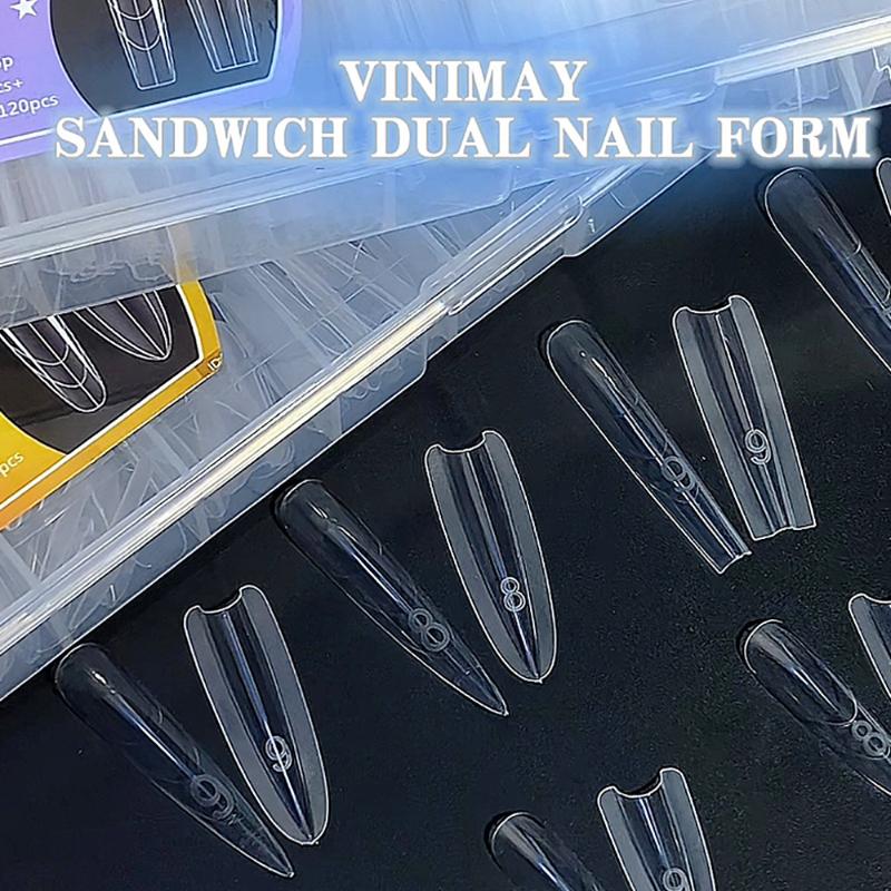 240 Stück Sandwich Dual-Nagelformen 15 Größen Verlängerungen - Dual-Formen Ober- und Unterform Lange Sarg-Mandel-Nagelkunstformen Maniküre-Werkzeug