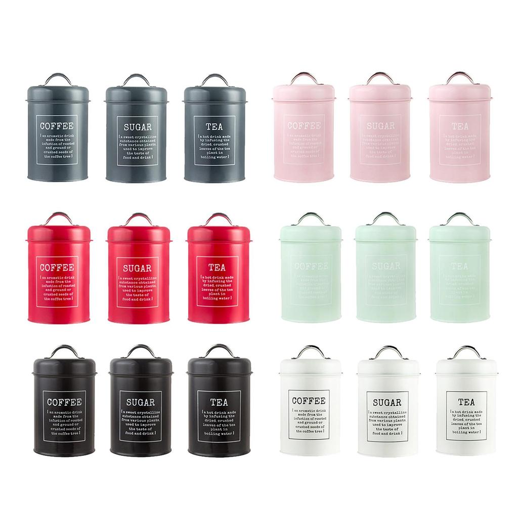 Juego de Recipientes Metálicos para Cocina Herméticos para Café, Té, Azúcar Botes Contenedores 1200ml