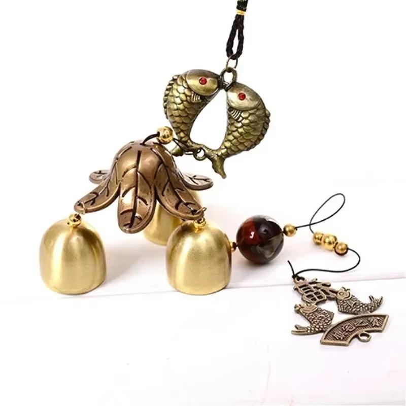 Crafts Room Decoration Vintage Metal Wind Chime Double Fish Elephant Pendant Home Decoration Wind Chime Pendant Metal Wind Chime