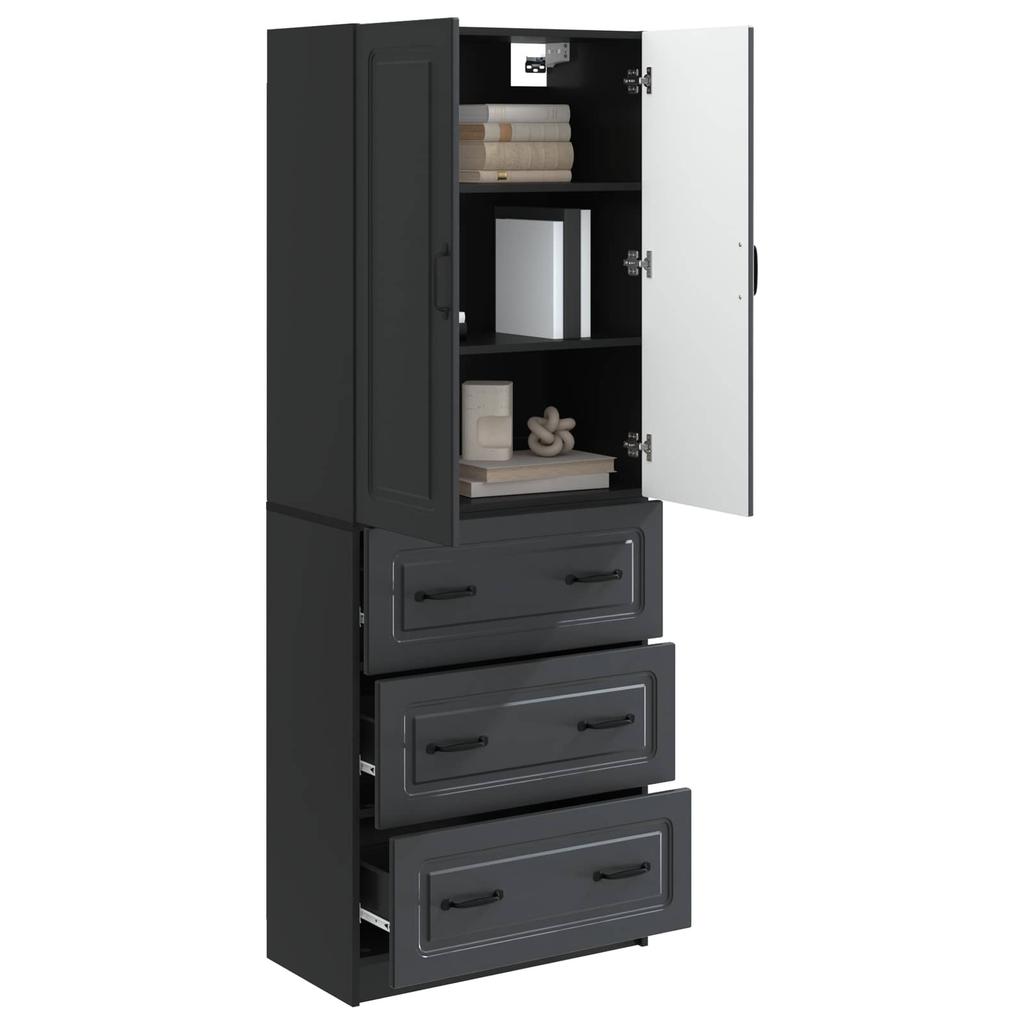 Cabinet Set 2 pcs Black 66 x 34.5 x 87 cm Engineered Wood