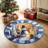 2D Flat Printed 3D Illusion Rug Santa Claus Xmas Home Decor Round Vortex Carpet  Indoor