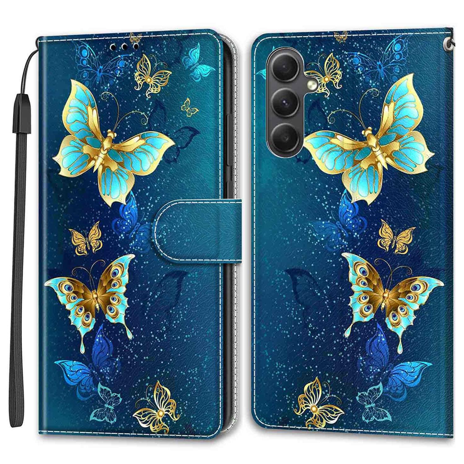 

For Samsung Galaxy S23 FE Case Card Holder Phone Stand Cover Two Butterflies