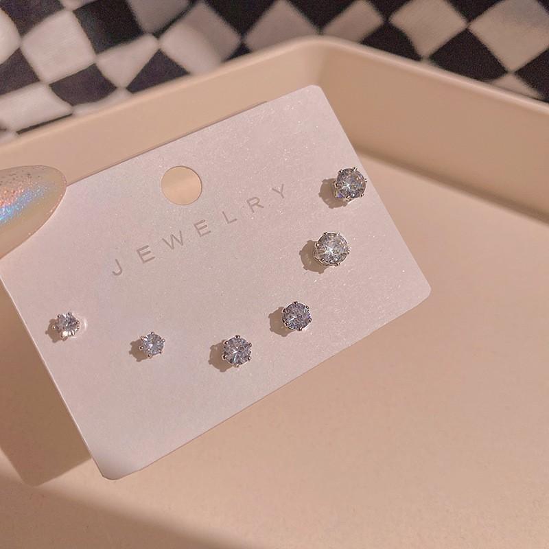 6-Piece Set Of Stud Earrings, Mango Chain Design Ear Buckle Earrings, Temperament Versatile Planet Zircon Earrings.