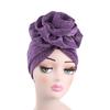 Beanie Hat Solid Color Large Flower Design Comfortable Warm No Brim Turban Cap Women Accessories