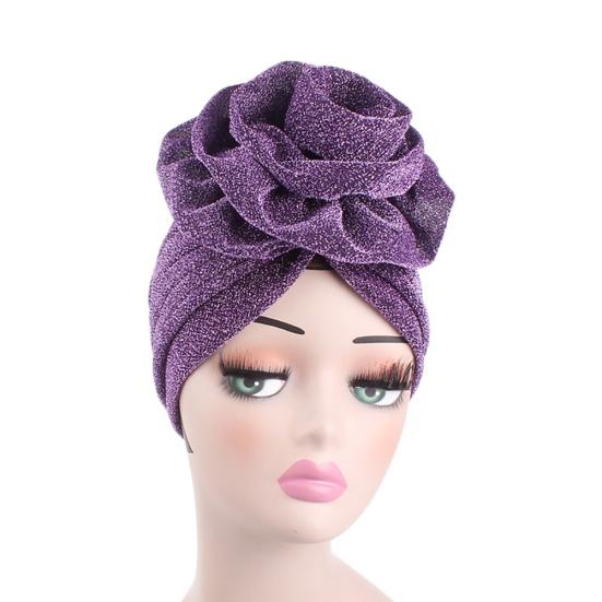 Beanie Hat Solid Color Large Flower Design Comfortable Warm No Brim Turban Cap Women Accessories