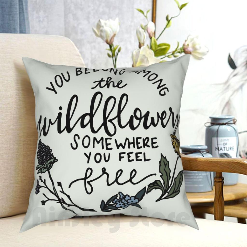 Among The Wildflowers Pillow Case Printed Home Soft Throw Pillow Music Lyrics Classic Wildflowers Flowers Pretty Floral