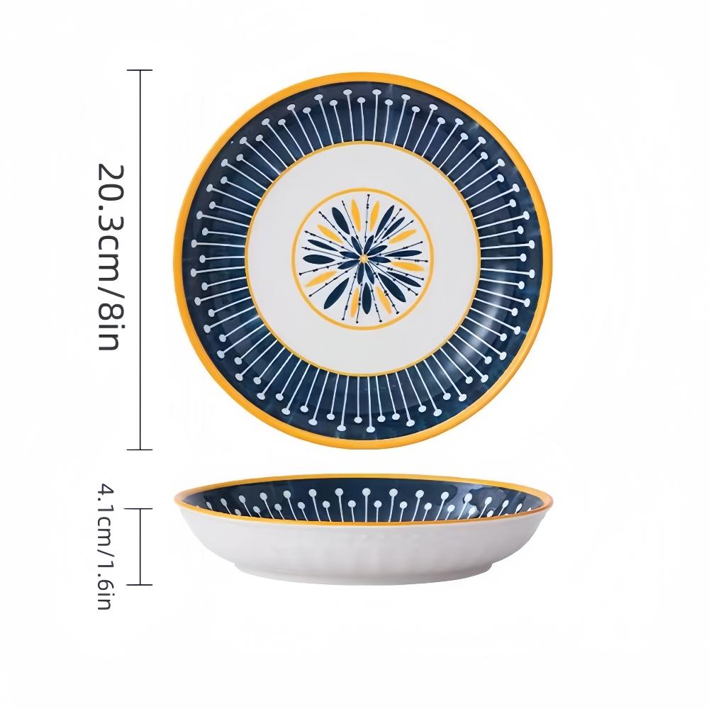 

4 шт. Керамические диски 8 дюймов, Японские сервировочные тарелки для обеденного стола, Рельефная работа, Тарелки для салата и пасты