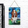 Van Gogh Starry Night Basset Hound Metal Wall Art Modern Home Decor Living Room Bedroom Decoration Painting