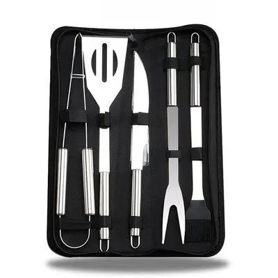 BBQ Tool Set, Portable Oxford Bag, Grilling Utensils, Stainless Steel Grill, Spatula Brush, Outdoor Barbecue Accessories
