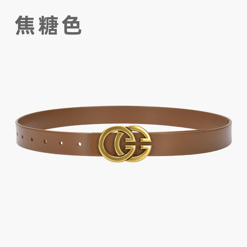 Letter Retro Belt First Layer Cowhide Casual Pure Cowhide Belt Women'S Genuine Leather Jeans Women'S Belt