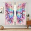 2pcs Elegant Colorful Butterfly Pattern Curtain   Pink Background Blackout Curtain   Door Curtain   Rod Pocket Home Decor