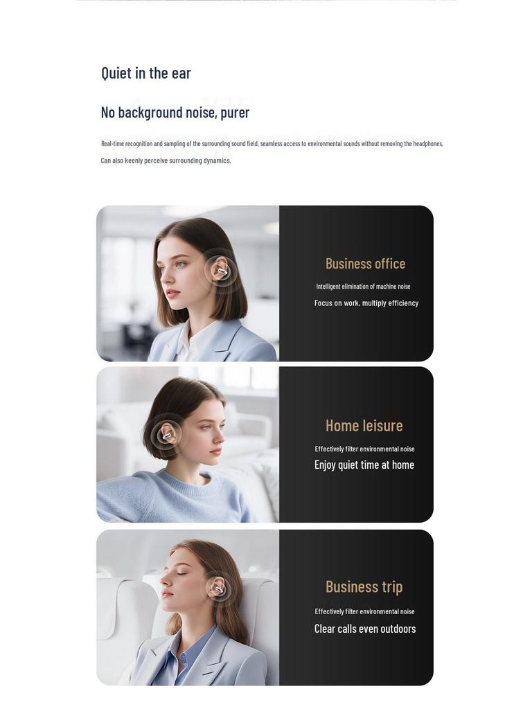 2025 AI Translation Noise-Canceling Bluetooth Ear Clip Earbuds with Long Battery Life for Sports