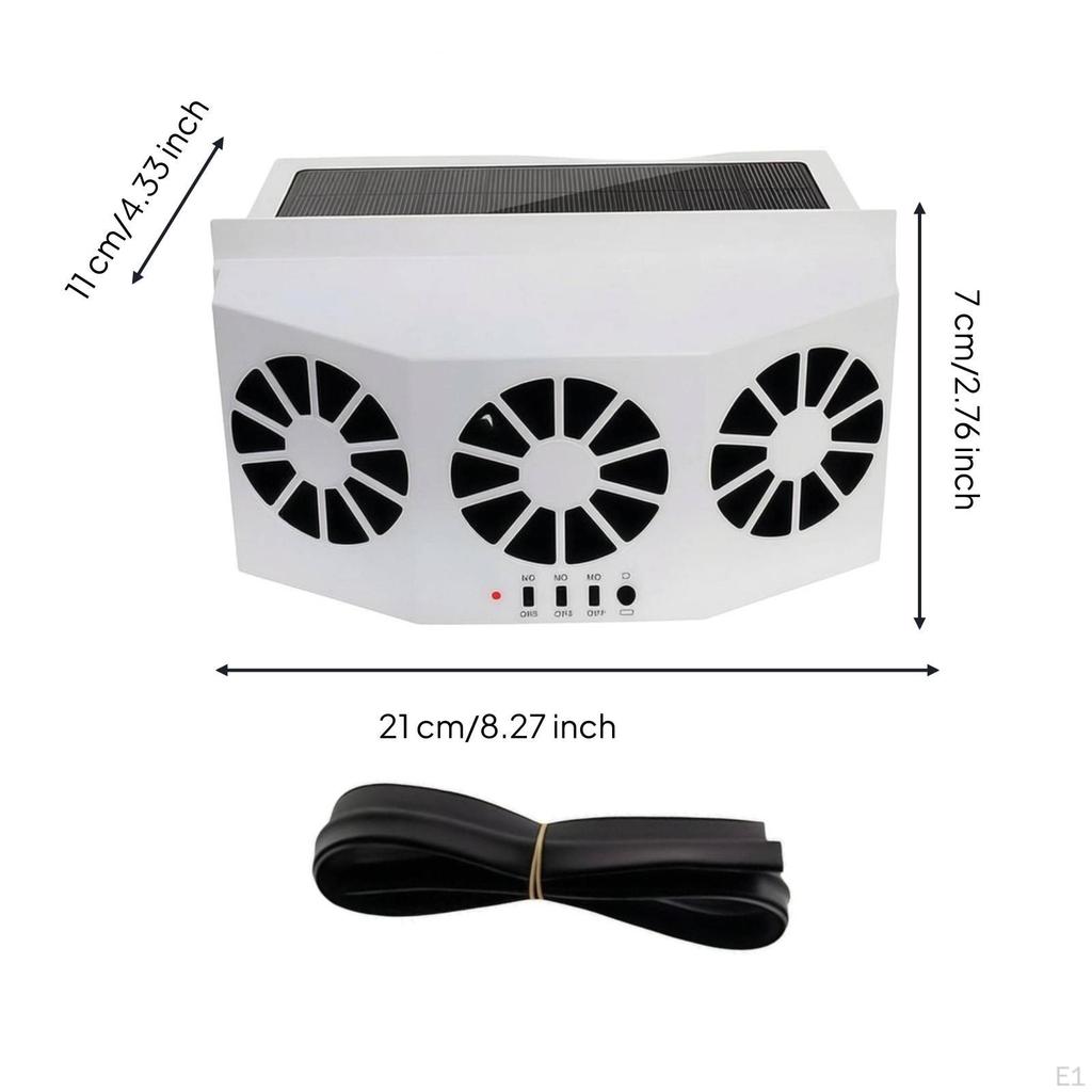 Solar Car Fan Cordless Powered Ventilation Unit Black