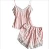 Pajama set, women's ice silk thin style with chest pad suspender shorts, two new lace can be worn outside loungewear