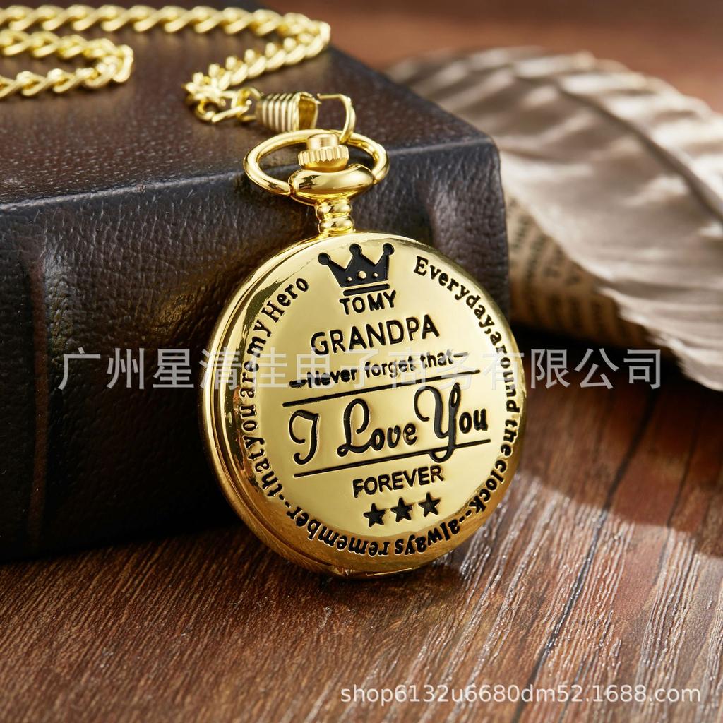 Steampunk Full Hunter Golden/Silver/Black Quartz Analog Alloy To My Daughter Pocket Watches/To My SON Pocket Watches Pendant Chain Roman Number Clock
