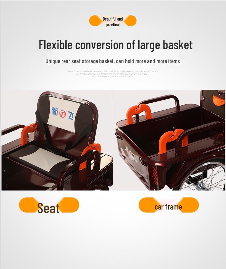 Adult Manual Pedal Tricycle for Seniors - Foot-Pedaled Bicycle