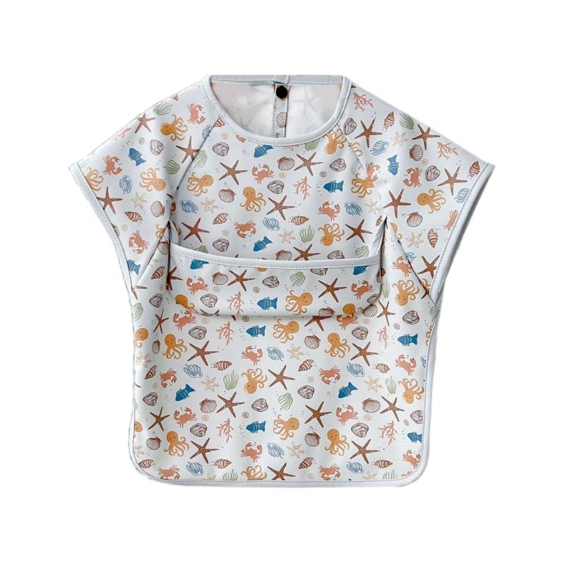 

Baby Bib PU No Sleeve Waterproof Saliva Towel Toddler with Snap Buckle Waterproof Saliva Towel for Newborn Boys Girls M