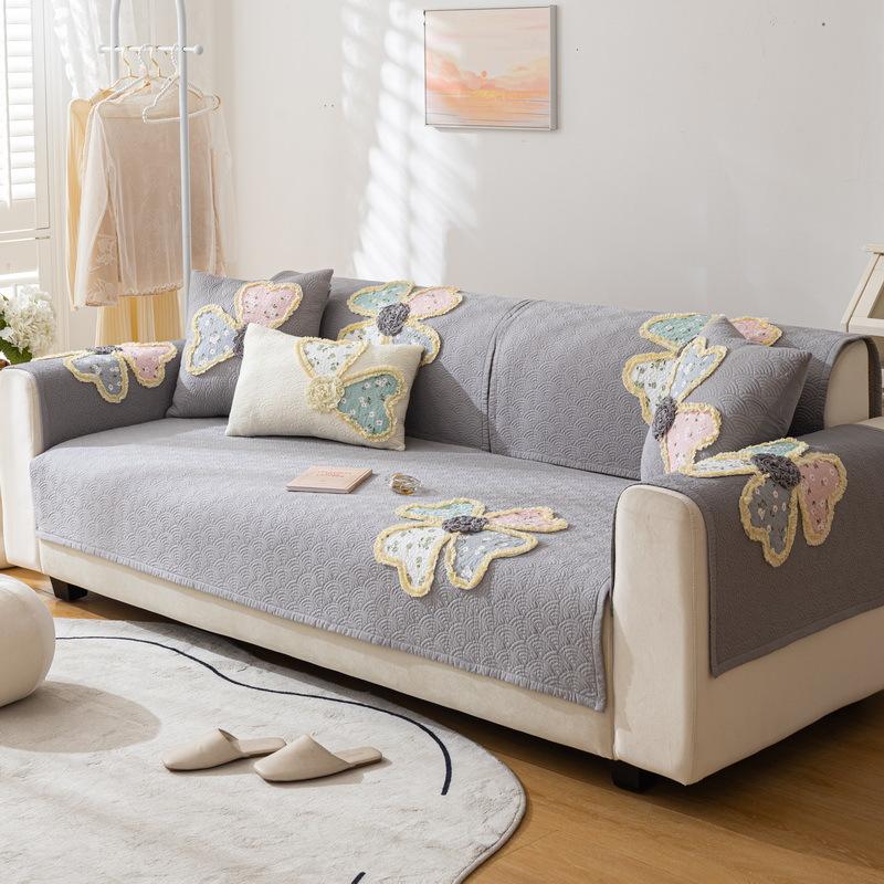 

Подушка для дивана из хлопка, ручная работа, тарелка, цветок, диванное полотенце, чехлы на четыре сезона, универсальная корейская подушка, нескользящая, оконная подушка 90*70cm