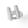 Letter Design Ring with Clear Stone Detail, Copper Base Fashion Jewelry for Daily Outfits, Party Styling and Gifts