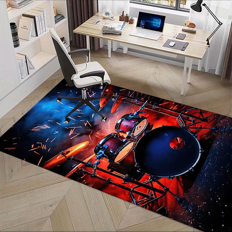 Drum Kit Office Chair Mat: Office Carpet, Oversized Rug for Home Decor, Sofa Mat, Desk Pad Perfect Gift for Any Room