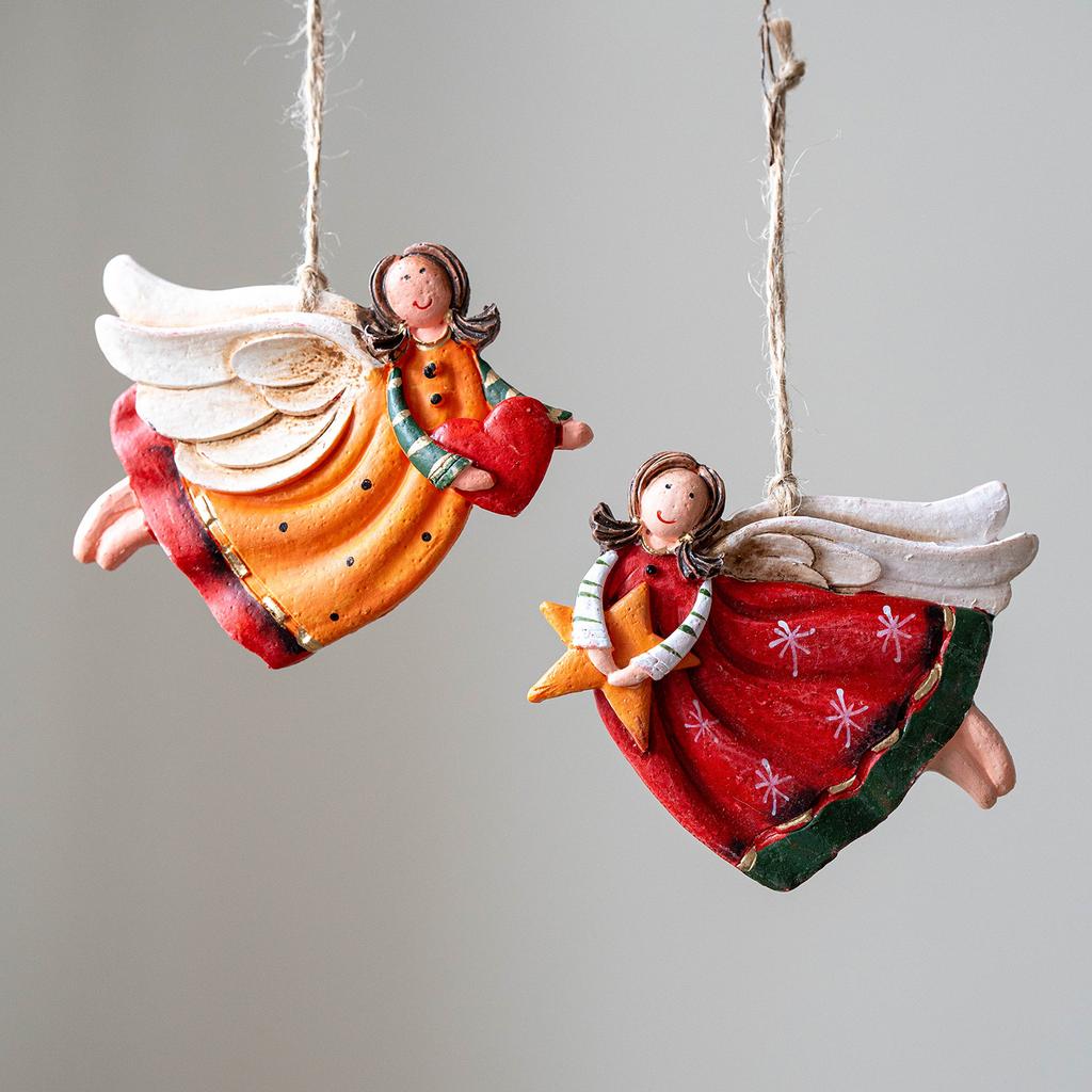 1PC Retro European Style Old Christmas Resin Angel Decoration Pendant Christmas Tree Decoration Pendant Christmas Tree Embellishment