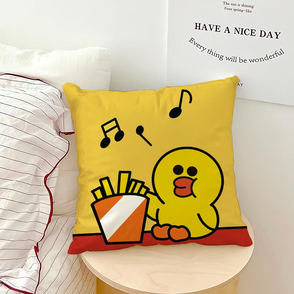 Cute Cartoon Kawaii Yellow Duck S-Sally Face Art Soft Hogar Pillowcase For Sofa Living Room Bed Home Decor Protective Covers